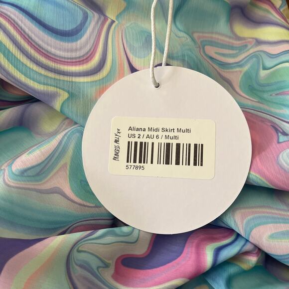 Princess Polly Aliana Midi Skirt Pastel NWT Swirl Size 2 - Picture 7 of 11